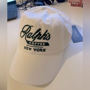 Polo Ralph Lauren Ralph's Coffee New York Ball Cap NYC Hat White Green N…